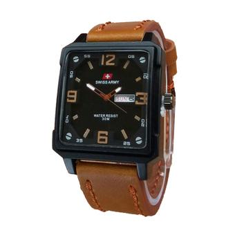 Swiss Army Jam Tangan Pria - Strap Kulit Cokelat Muda - SA3232  