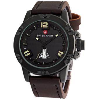 Swiss Army - Jam Tangan Pria - Strap Kulit - Cokelat Tua - Sa 7841  