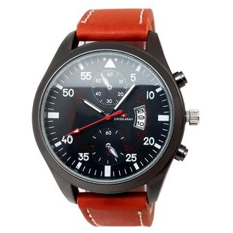 Swiss Army - Jam Tangan Pria - Strap Kulit Coklat Muda - Dial Hitam - SA 0028 L  