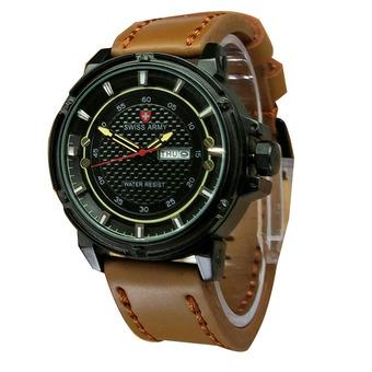 Swiss Army - Jam Tangan Pria - Strap Kulit -Coklat Muda/Jarum merah/kuning - SA5521MR  