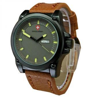 Swiss Army Jam Tangan Pria-Strap Kulit-Coklat Muda Kuning-SA 1444 BRY  