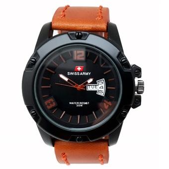 Swiss Army - Jam Tangan Pria - Strap Kulit - Coklat Muda - SA 0032 L  