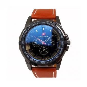 Swiss Army - Jam Tangan Pria - Strap Kulit - Coklat Muda - SA 0025 L  