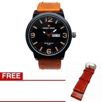 Swiss Army - Jam Tangan Pria - Strap Kulit - Coklat Muda - SA 0043 lbr  