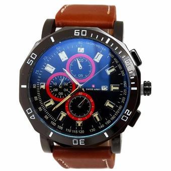 Swiss Army - Jam Tangan Pria - Strap Kulit - Coklat Muda Variasi Merah - SA 2165 DE  