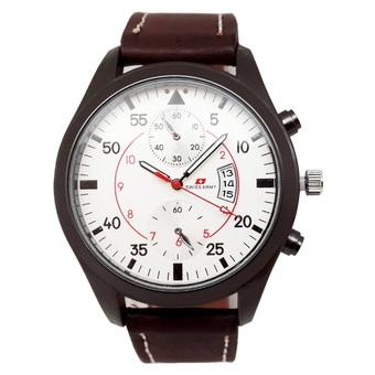 Swiss Army - Jam Tangan Pria - Strap Kulit Coklat Tua - Dial Putih - SA 0028 L  