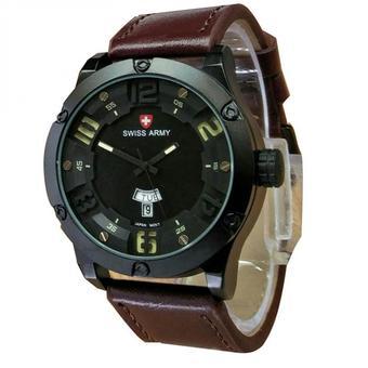 Swiss Army - Jam Tangan Pria - Strap Kulit - Coklat Tua Kuning - SA 1445 DBY  