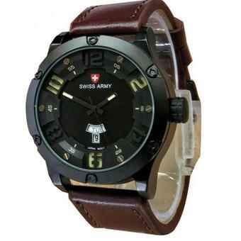 Swiss Army - Jam Tangan Pria - Strap Kulit - Coklat Tua Kuning - SA 1445 DB  