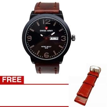 Swiss Army Jam Tangan Pria - Strap Kulit - Coklat Tua - SA 0043  