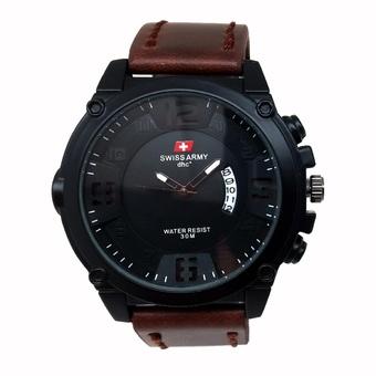 Swiss Army - Jam Tangan Pria - Strap Kulit - Coklat Tua - SA 0011 CT  