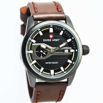 Swiss Army - Jam Tangan Pria - Strap Kulit - Coklat Tua - SA 4098 MB  