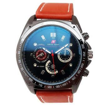 Swiss Army - Jam Tangan Pria - Strap Kulit - Coklat Tua - SA 91006 T  