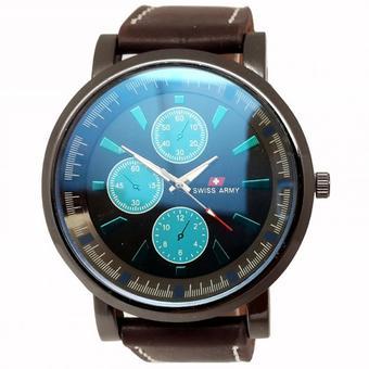 Swiss Army - Jam Tangan Pria - Strap Kulit - Coklat Tua Variasi Biru - SA 4231 L  