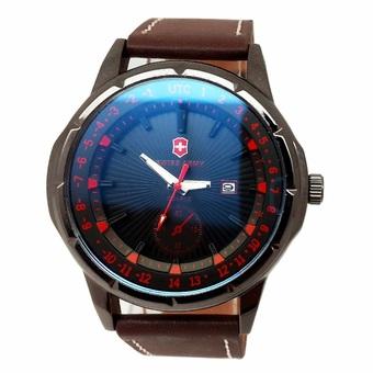 Swiss Army - Jam Tangan Pria - Strap Kulit Coklat Tua - Variasi Merah - SA 2012 CB  