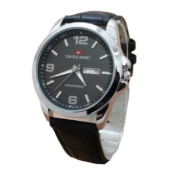 Swiss Army - Jam Tangan Pria - Strap Kulit Hitam - Dial Hitam - Sa 2980 Ss  