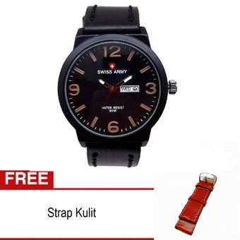 Swiss Army - Jam Tangan Pria - Strap Kulit - Hitam Hitam - SA 0043  