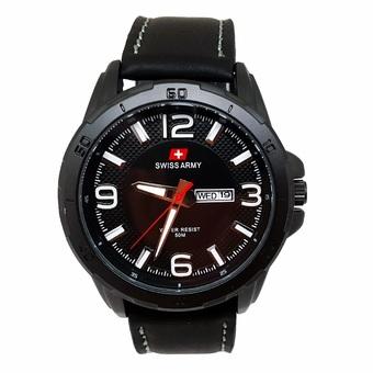 Swiss Army - Jam Tangan Pria - Strap Kulit - Hitam Putih - SA 5022 M  