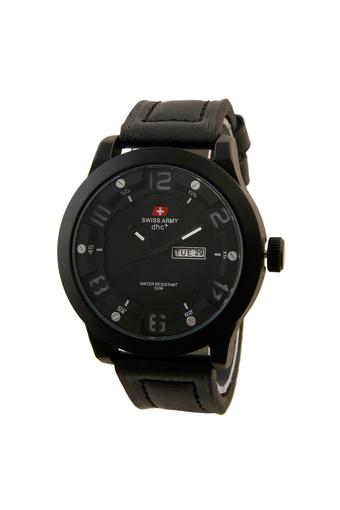 Swiss Army Jam Tangan Pria - Strap Kulit Sintetis - Hitam - SA 4058 BLK  