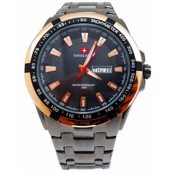 Swiss Army Jam Tangan Pria - Strap Stainless Steel - Black Gold - Sa 3082 BG  