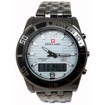 Swiss Army Jam Tangan Pria - Strap Stainless Steel - Black White - Sa 1513 BW  