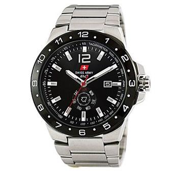 Swiss Army Jam Tangan Pria - Strap Stainless Steel- Silver Black - Sa 6363 SB  