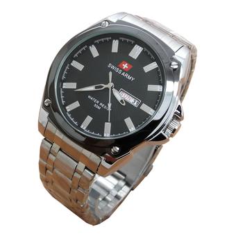 Swiss Army - Jam Tangan Pria - Strap Stainless Steel - Silver - Hitam - Sa 1002 SH  