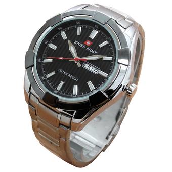 Swiss Army - Jam Tangan Pria - Strap Stainless Steel - Silver - Hitam - Sa 3003 SH  