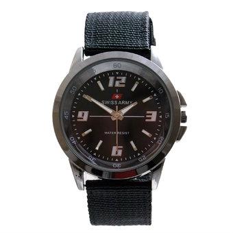 Swiss Army - Jam Tangan Pria - TW 1828 G Body + Bezel Hitam - Tali Kanvas  