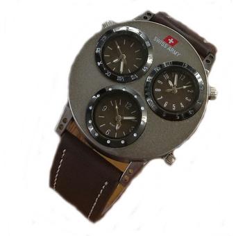 Swiss Army Jam Tangan Pria Triple Time- LEATHER STRAP - SA 2819 DB  