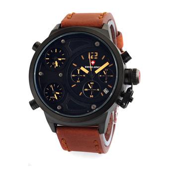 Swiss Army Jam Tangan Pria – Triple Time - Leather Strap - SA 3976 - Cokelat Muda  