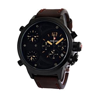 Swiss Army Jam Tangan Pria – Triple Time - leather Strap - SA 2972 Coklat Tua  