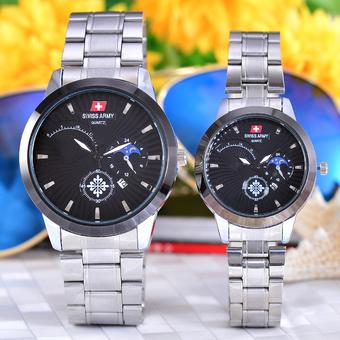 Swiss Army - Jam Tangan Pria & Wanita - Body Silver - Black Dial - Stainless steel band - SA-5063G-TGL-SB-Couple  