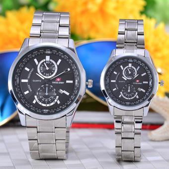 Swiss Army - Jam Tangan Pria & Wanita - Body Silver - Black Dial - Stainless Steel Band - SA-5520GL-TGL-SB-Couple  