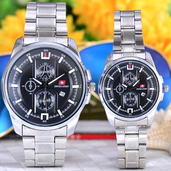 Swiss Army - Jam Tangan Pria & Wanita– Body Silver- Black Dial – Stainless Stell Band - SA-5388GL-TGL-SB-Couple  