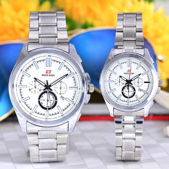 Swiss Army - Jam Tangan Pria & Wanita - White Dial - Stainless steel band - SA-5520-TGL-SW-Couple  