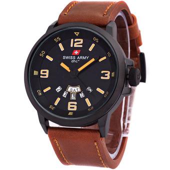 Swiss Army Jam Tangan Pria - leather Strap - SA 2984 Coklat  