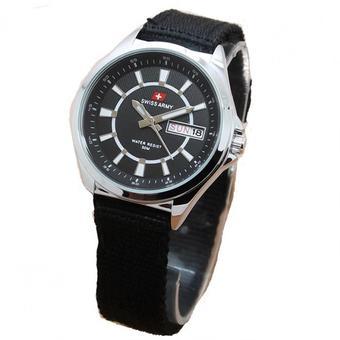 Swiss Army - Jam Tangan Wanita - Canvas - Hitam - Silver - SA 5093 Bs  