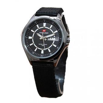 Swiss Army - Jam Tangan Wanita- Canvas - Hitam - Silver - SA 5093 - Hitam  