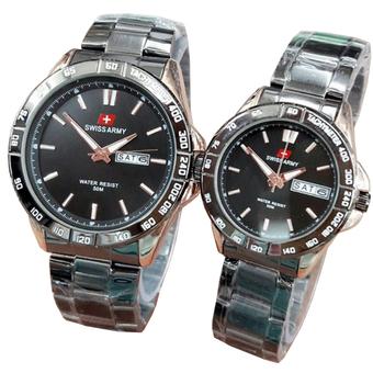 Swiss Army - Jam Tangan Wanita - Couple - Strap Stainless steel - Hitam - Emas - Sa 0023 HE  