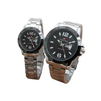 Swiss Army - Jam Tangan Wanita - Couple - Strap Stainless steel - Silver - Hitam - Sa 1300 SH  