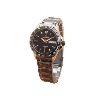 Swiss Army Jam Tangan Wanita - Hitam-List Gold - Strap Stainless Steel - SA 5095 BG  