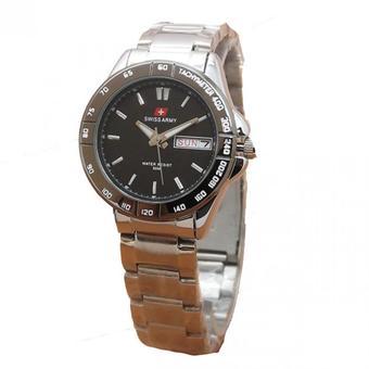 Swiss Army Jam Tangan Wanita - Hitam-List siver - Strap Stainless Steel - SA 5095 h  