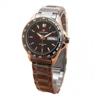 Swiss Army Jam Tangan Wanita – Leather Stainless Steel - SA 5095 Hitam Gold  