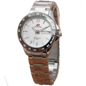 Swiss Army Jam Tangan Wanita – Leather stainless steel - SA 5095 SIL  