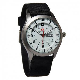 Swiss Army Jam Tangan wanita- Strap Kanvas - Black White - Sa 1271 BW  