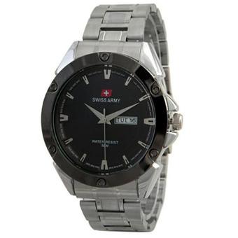 Swiss Army - Jam tangan Pria - Silver Hitam - Stainles Steel - SA 5099 M  