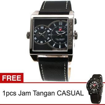 Swiss Army Man Dual Time Nightracer - SA 0440 - hitam + Gratis Jam Tangan Casual  