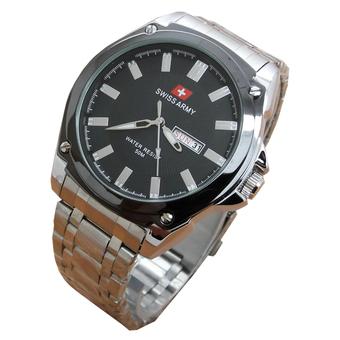 Swiss Army Men Jam Tangan Pria - Silver - Hitam - Tali Stainless - SA5056  