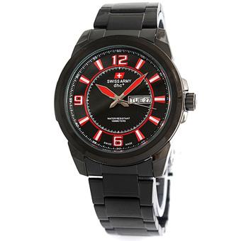 Swiss Army Men's 5838FBR - Jam Tangan Pria - Hitam Merah - Stainless Steel  