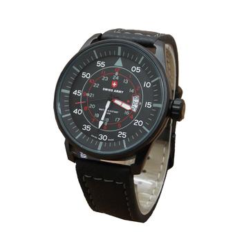 Swiss Army Men's Casual Original Date Jam Tangan Pria - Hitam - Strap Kulit  